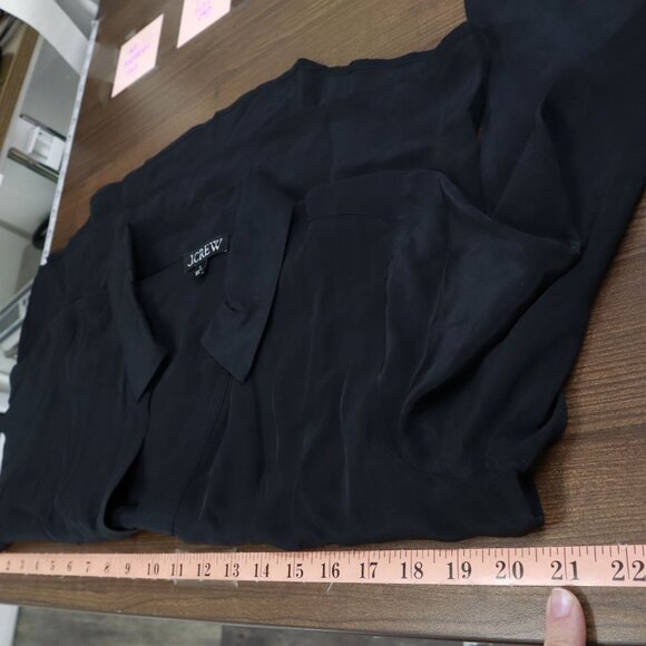 J. Crew Bungalow Crepe De Chine Shirt Womens S‎ Black Career Elevated Basic NWOT - Picture 8 of 16